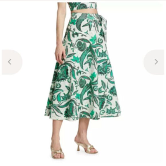 Love The Label Dresses & Skirts - Love the Label Elyna Cotton Wrap Maxi Skirt Sasha Emerald Print NEW NWT Large